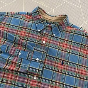 Ralph Lauren‎ Mens Oxford Shirt Multicolor Plaid Pattern Long Sleeve XL Pony